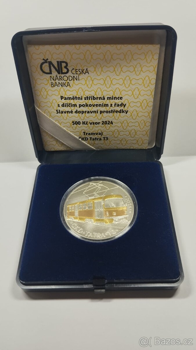 Stříbrná pamětní 500kč mince. Ze série Slavné Dopravní Prost - 2