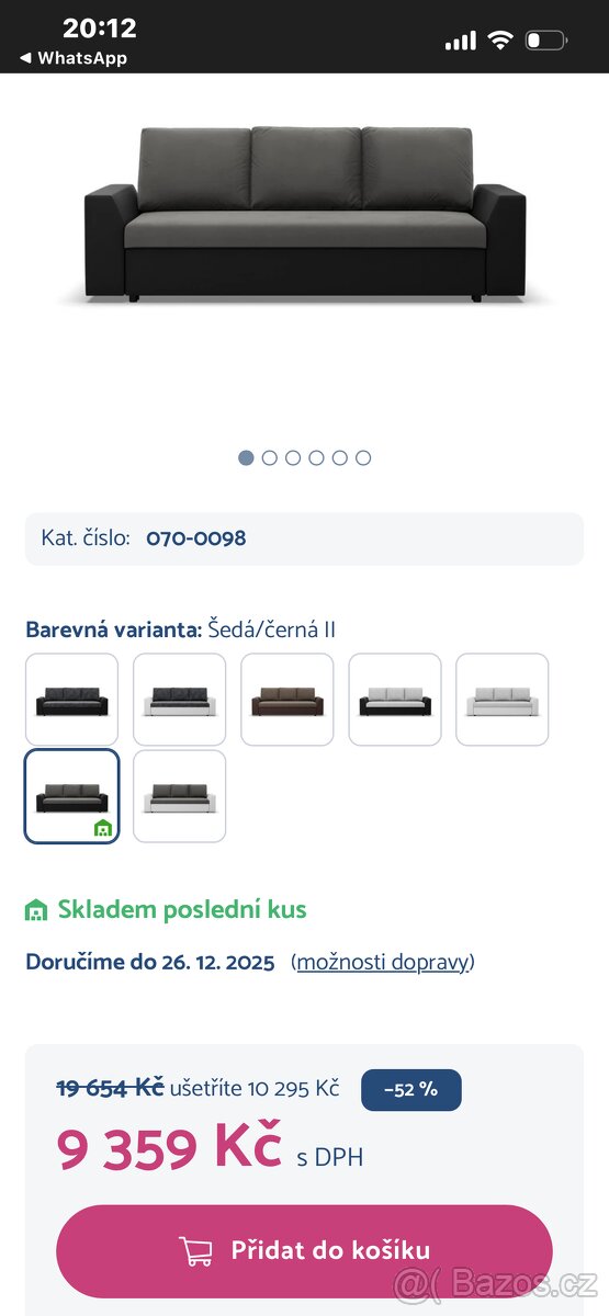 Rozkládací pohovka PAUL, dobrý stav, znaky opotřebení - 2