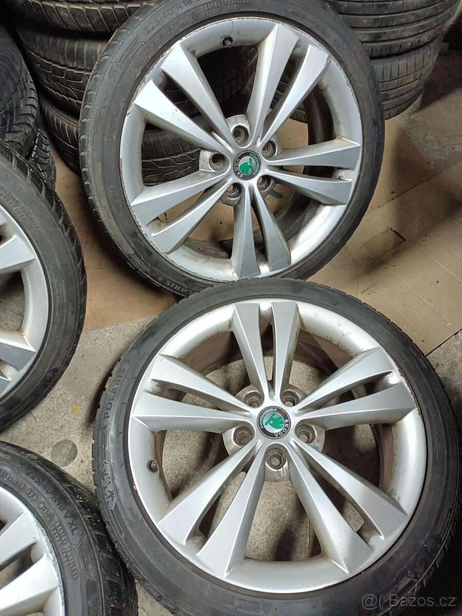 4ks alu disky orig. Škoda 5x112 R18 + pneu - 2