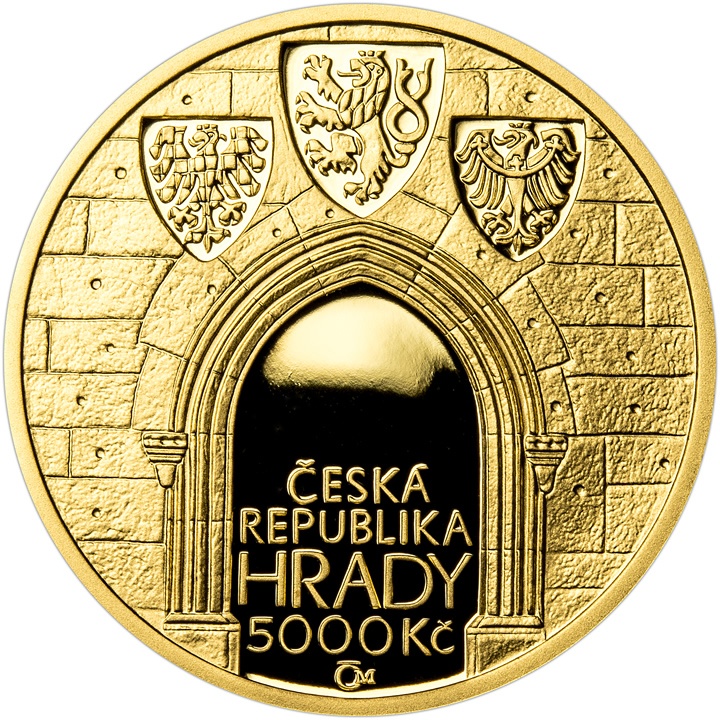 Zlatá 5000Kč mince ČNB Hrad Kost, 2016, proof - 2