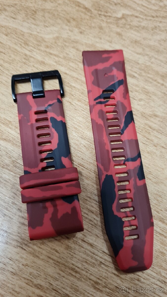 Fenix 5x, 6x, 7x, 8 tah, řemínek, pásek 26mm červený - 2