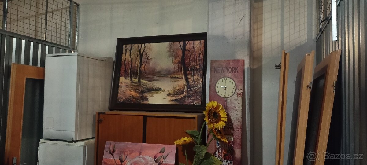 Dekorace, obrazy, zrcadlo v dřevěném rámu cca.110x50 - 2