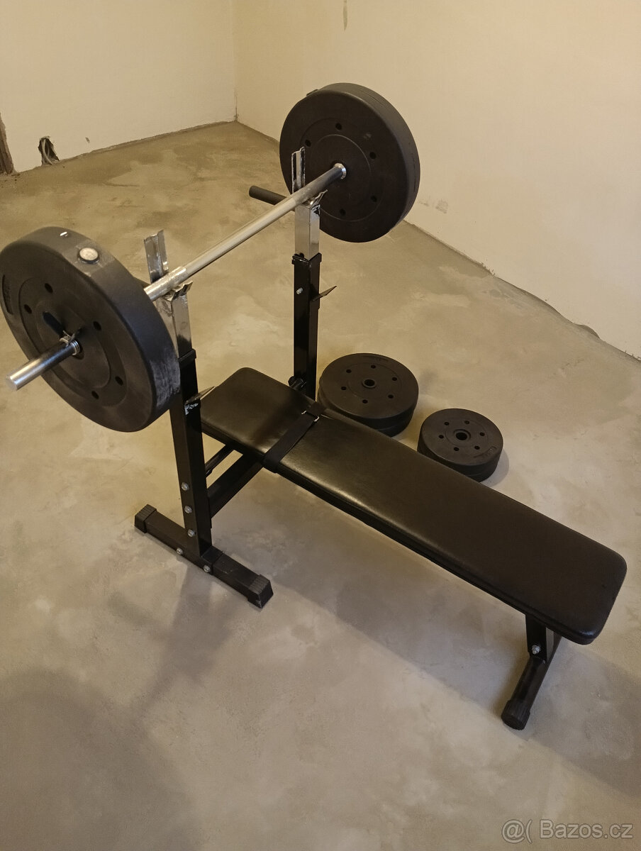 Lavice a dvourucni cinka na posilovani Bench press - 2
