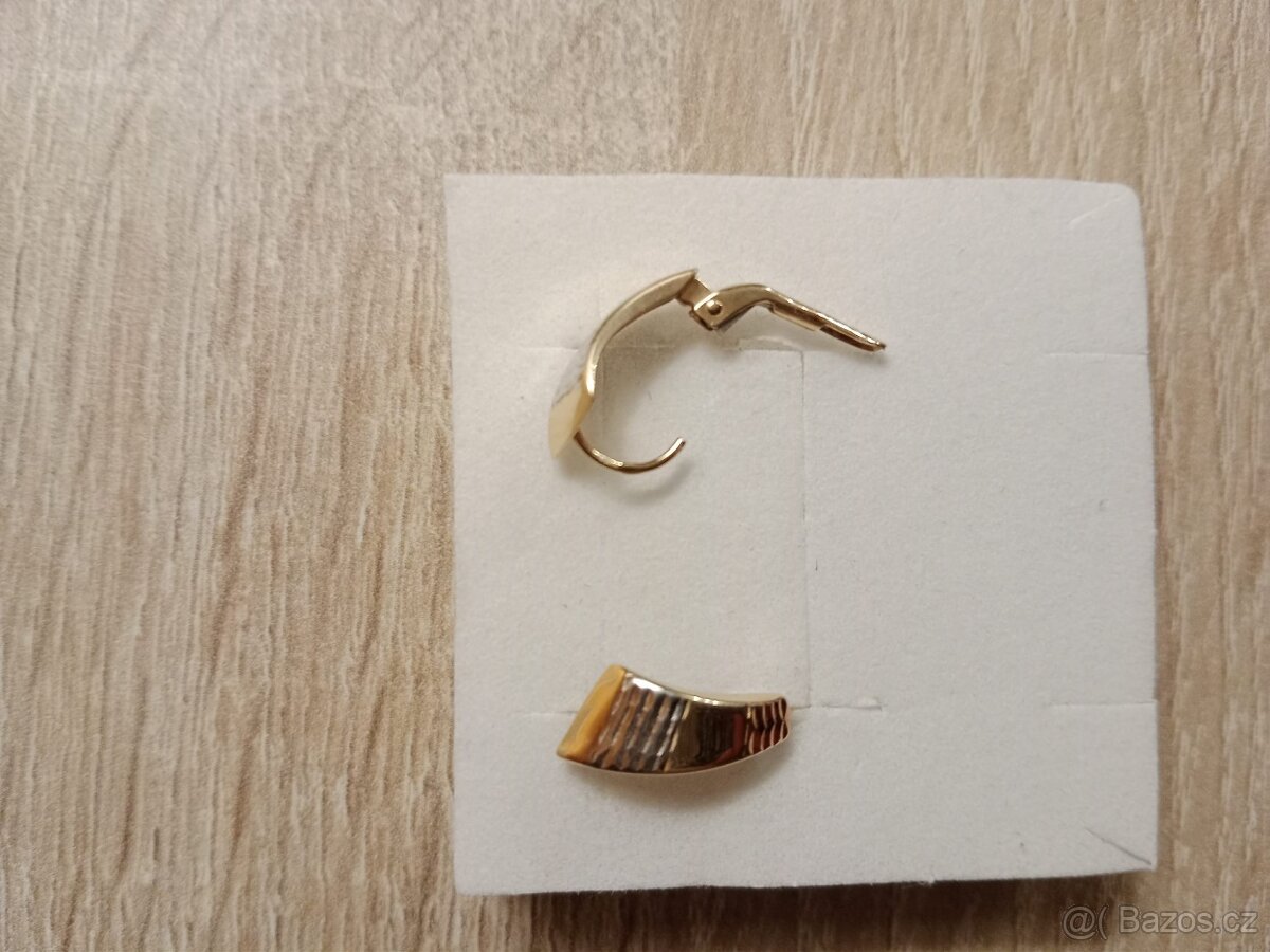 Zlaté naušnice dvoji zlato 585/1000 14 K - 2