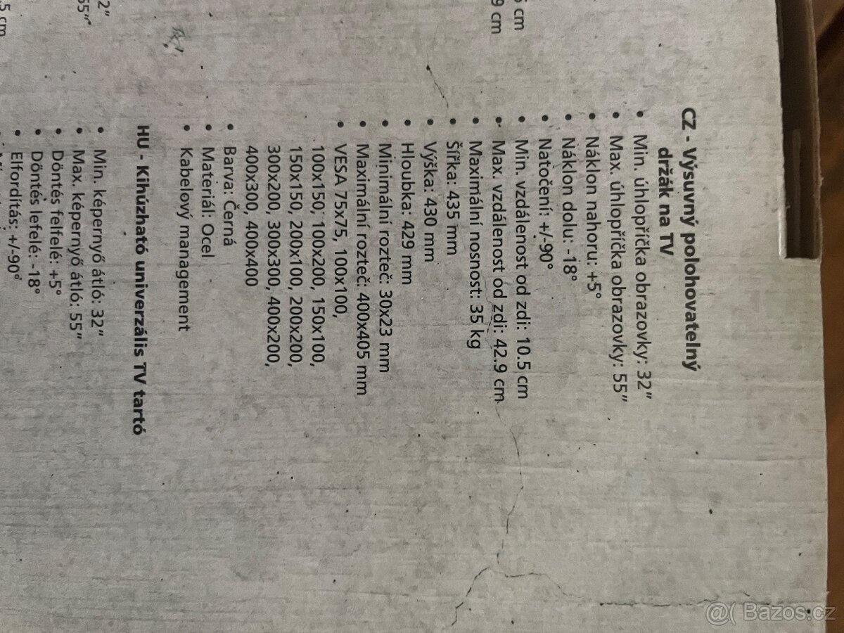 Výsuvný držák na televizi. - 2