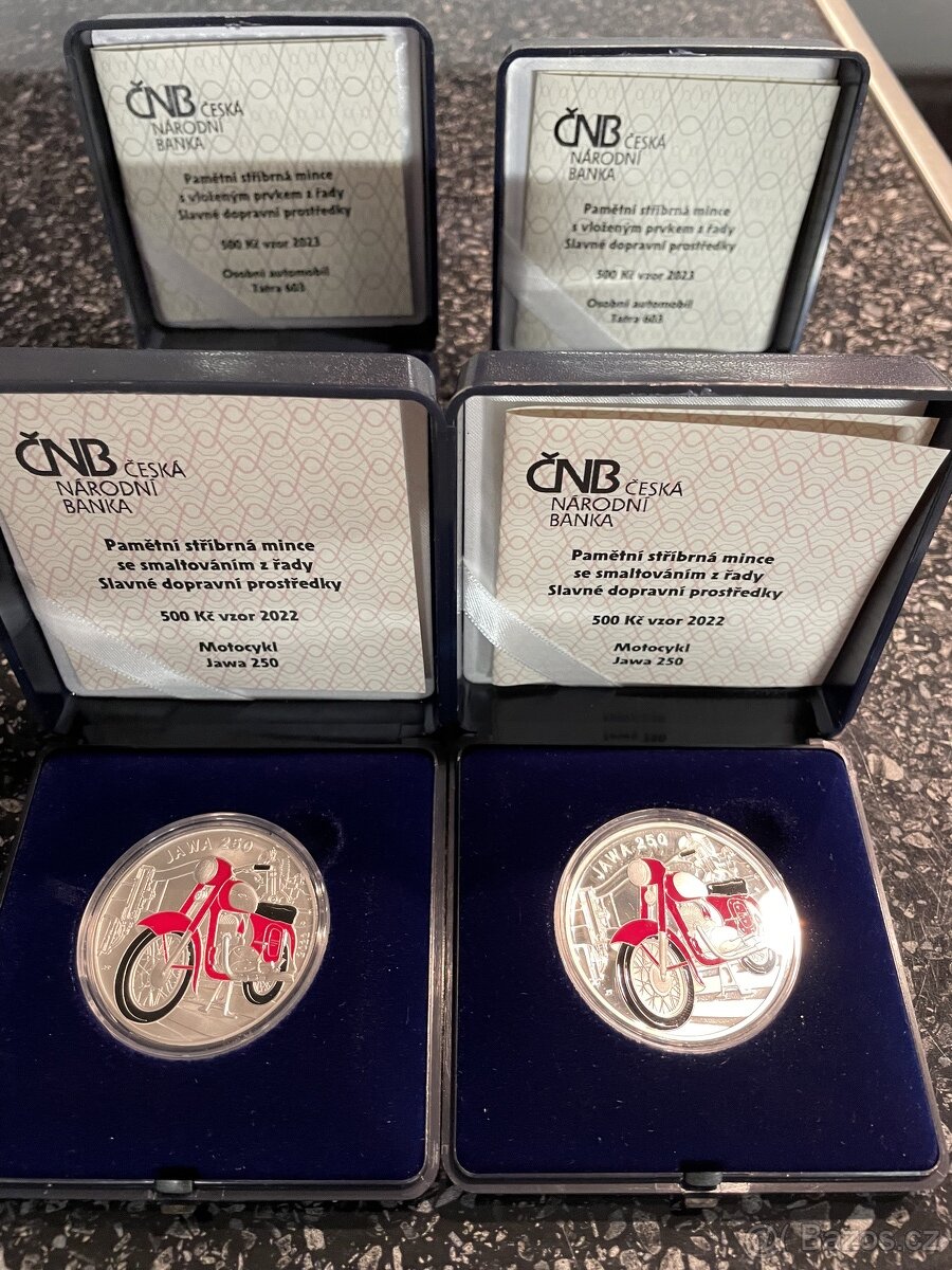 4x 500,- mince ČNB JAWA, TATRA PROOF+BK - 2