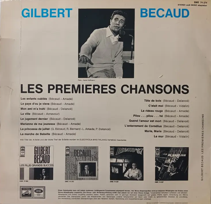 Gilbert BECAUD - Les Premieres Chansons - vinyl LP - 2