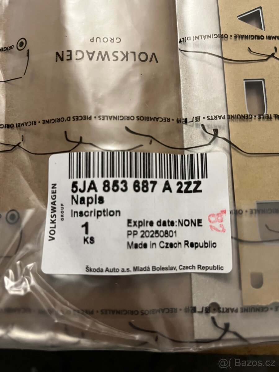 Nápis "Rapid" Logo Škoda, OEM: 5JA853687A2ZZ - 2