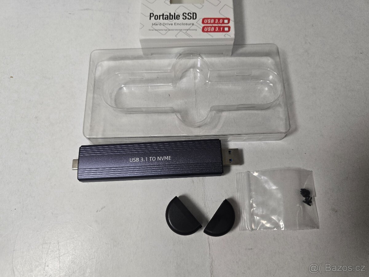 Přenosný SSD M.2 USB3 + USB-C adaptér NVME/SATA nový - 2