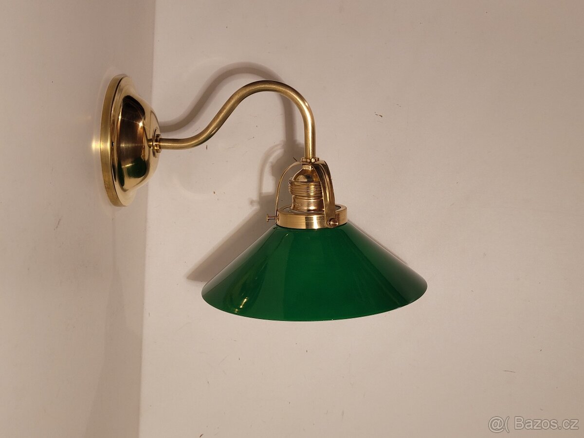 1 x mosazná lampa, lampička, zelený širm , až 6 ks - 2