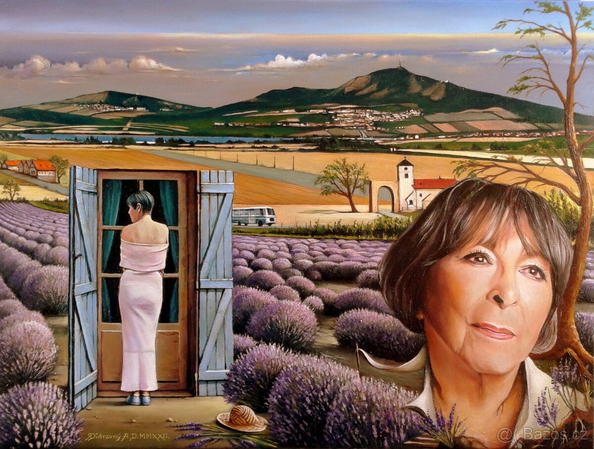 Obrazy + čerstvé unikátní malby - Karel Gott + pražský orloj - 2