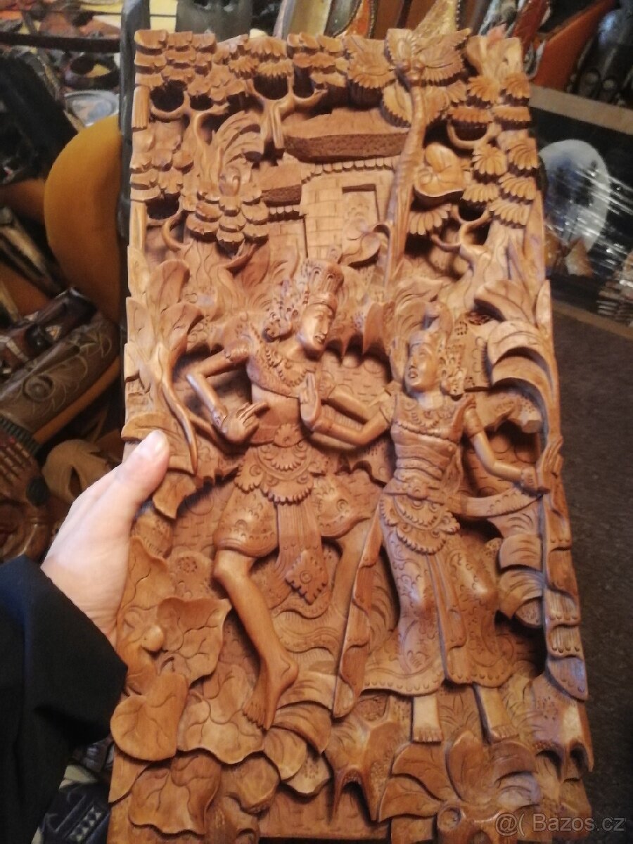 Dřevěný reliéf Thajsko - 2