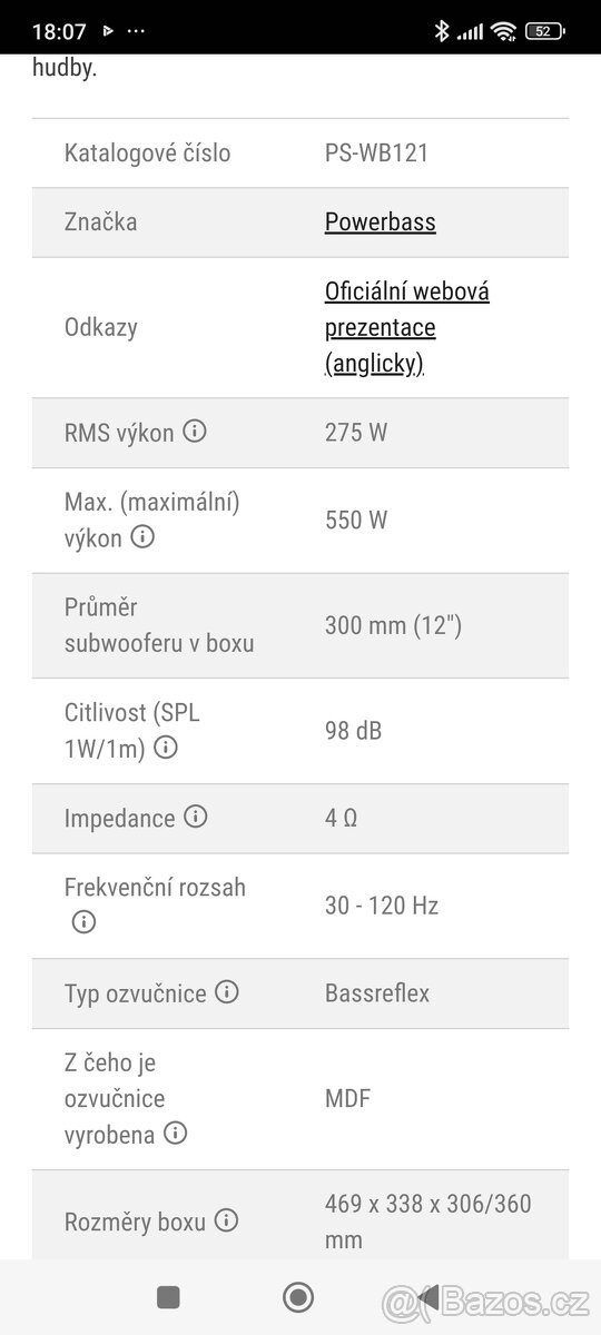 Prodám subwoofer powerbass - 2