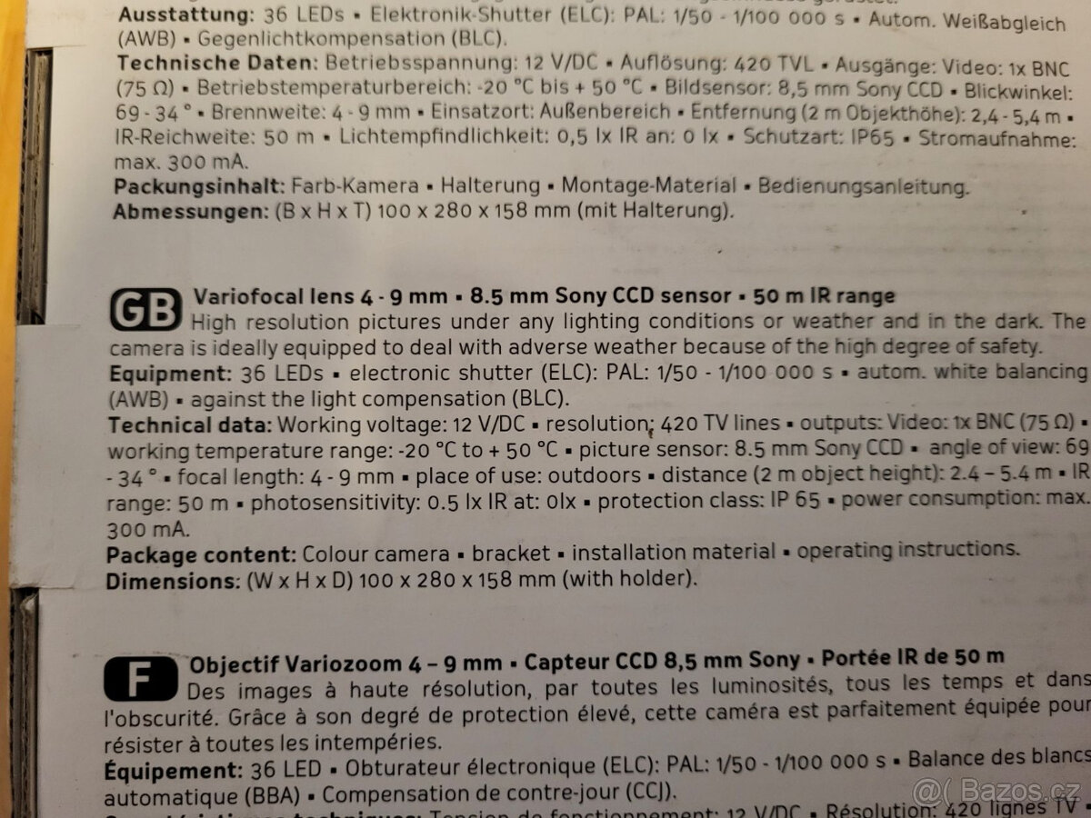 Barevná bezpečnostní kamera s přísvitem IR 50 metrů - 2