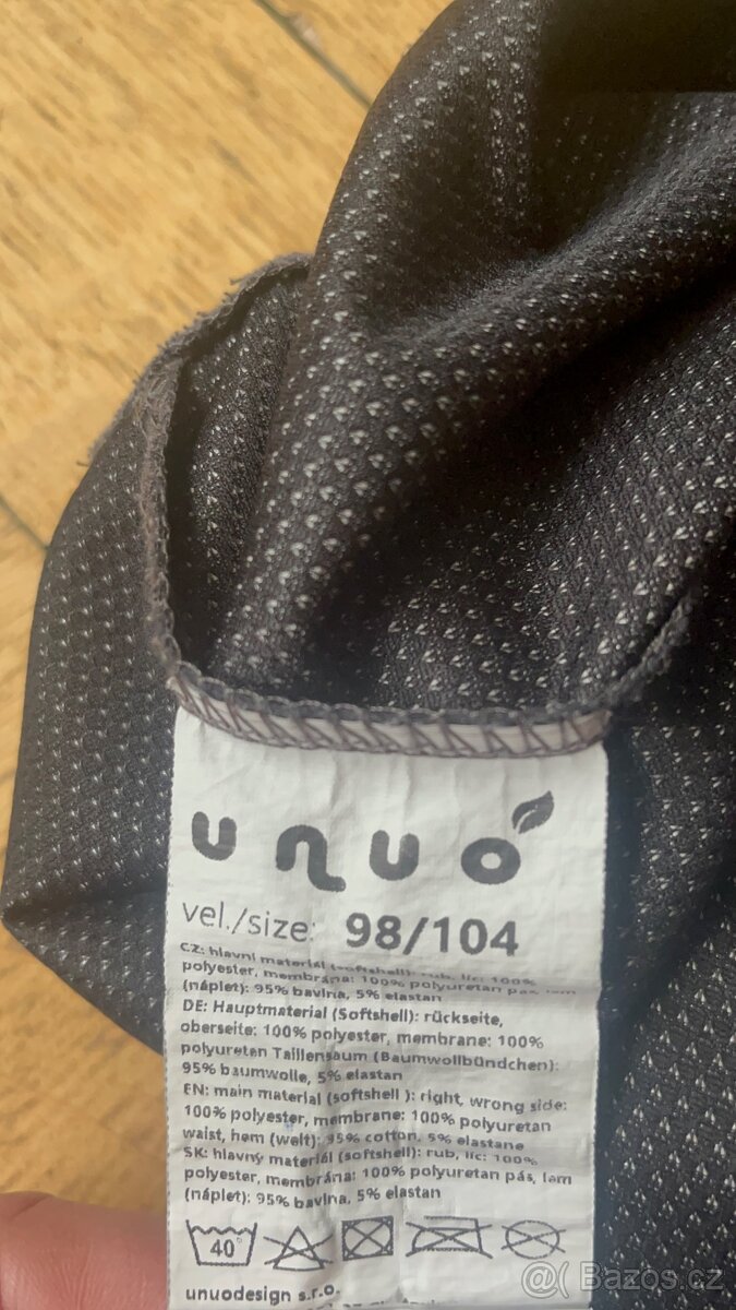 Softshellové kalhoty nezateplené 98/104 Unuo - 2