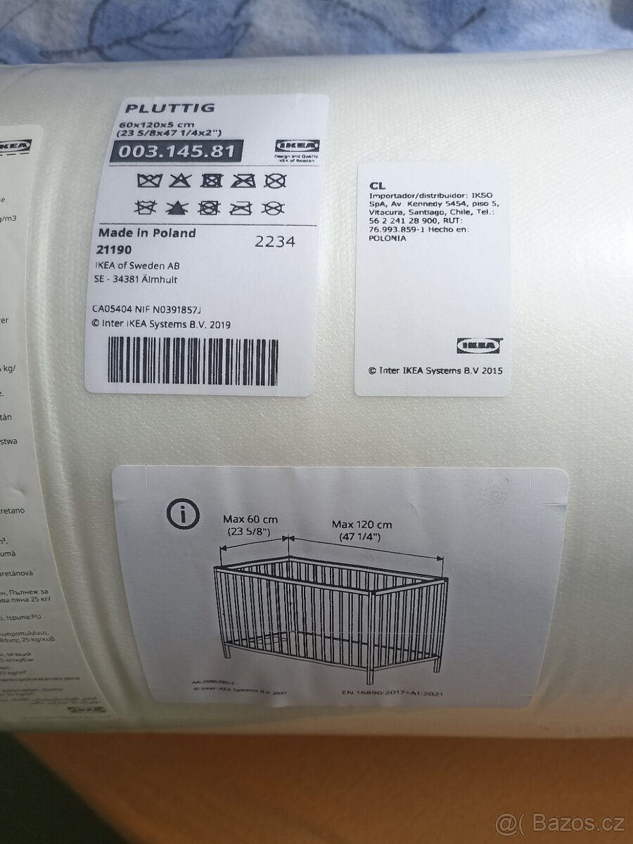 Pěnová matrace IKEA do dětské postýlky 60x120x5 cm - 2