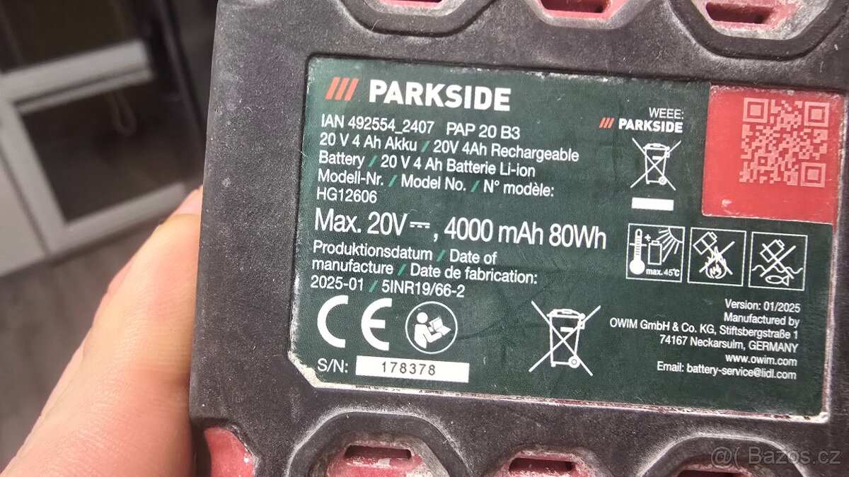 Prodám baterie Parkside 20V Team 2mAh + 4mAh - 2