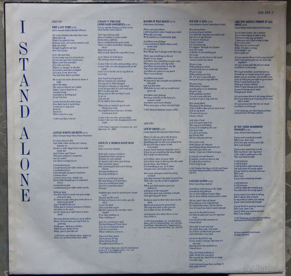 LP deska - Agnetha Fältskog (ABBA) - I Stand Alone - 2