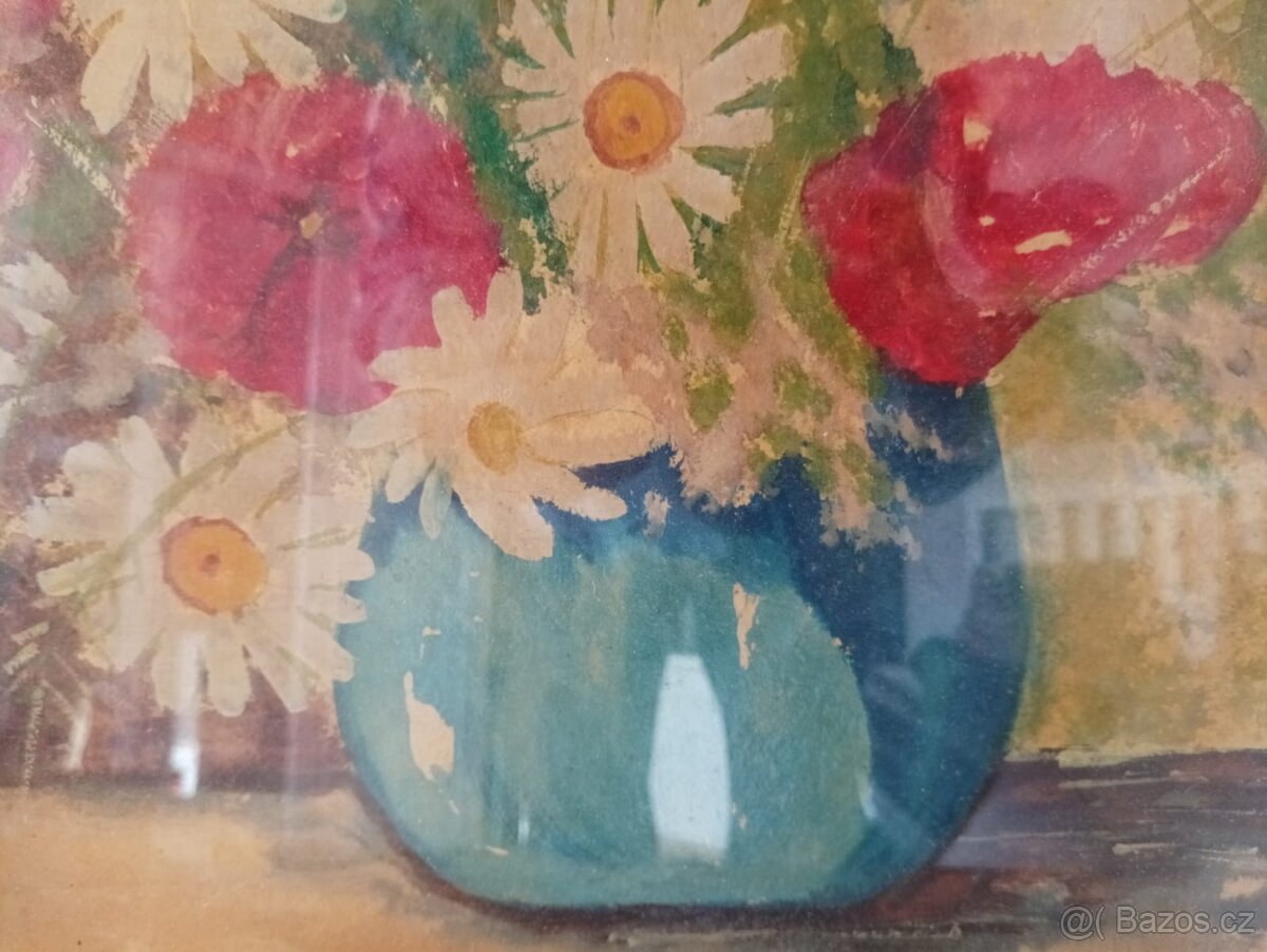 OBRAZ OLEJ V DŘEVĚNÉM VYŘEZÁVANÉM RÁMU SIGNATURA - 2