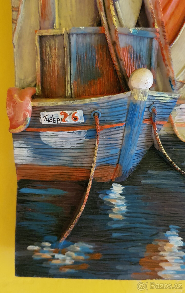 Barevný plastický obraz Tučepi - pohled na přístav - 2