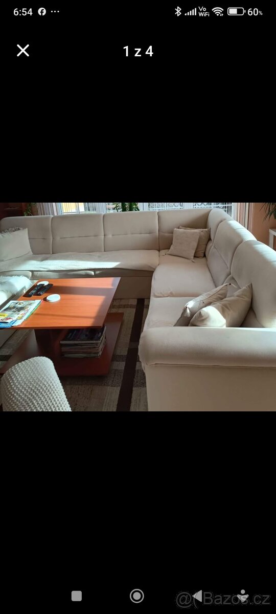 Rohová sedací souprava bílá - 2