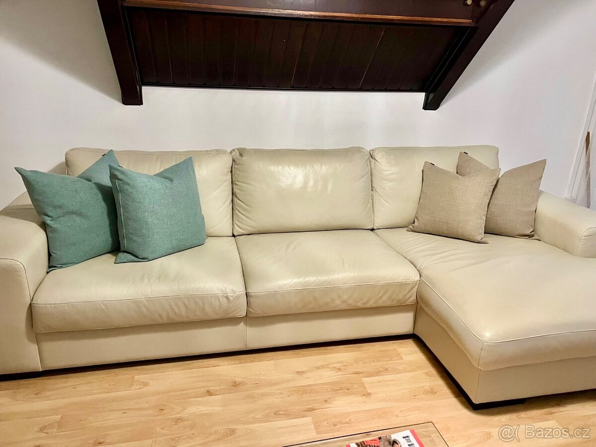 Kožený gauč béžový - 2