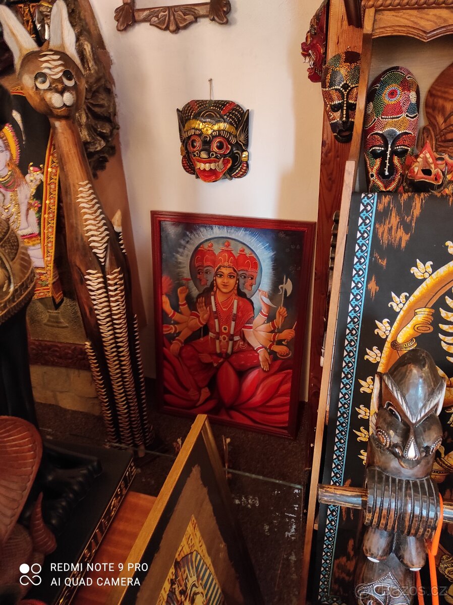 Bůh Shiva, Ganesha, Lakshmi. ruční obraz na plátně Indie . - 2