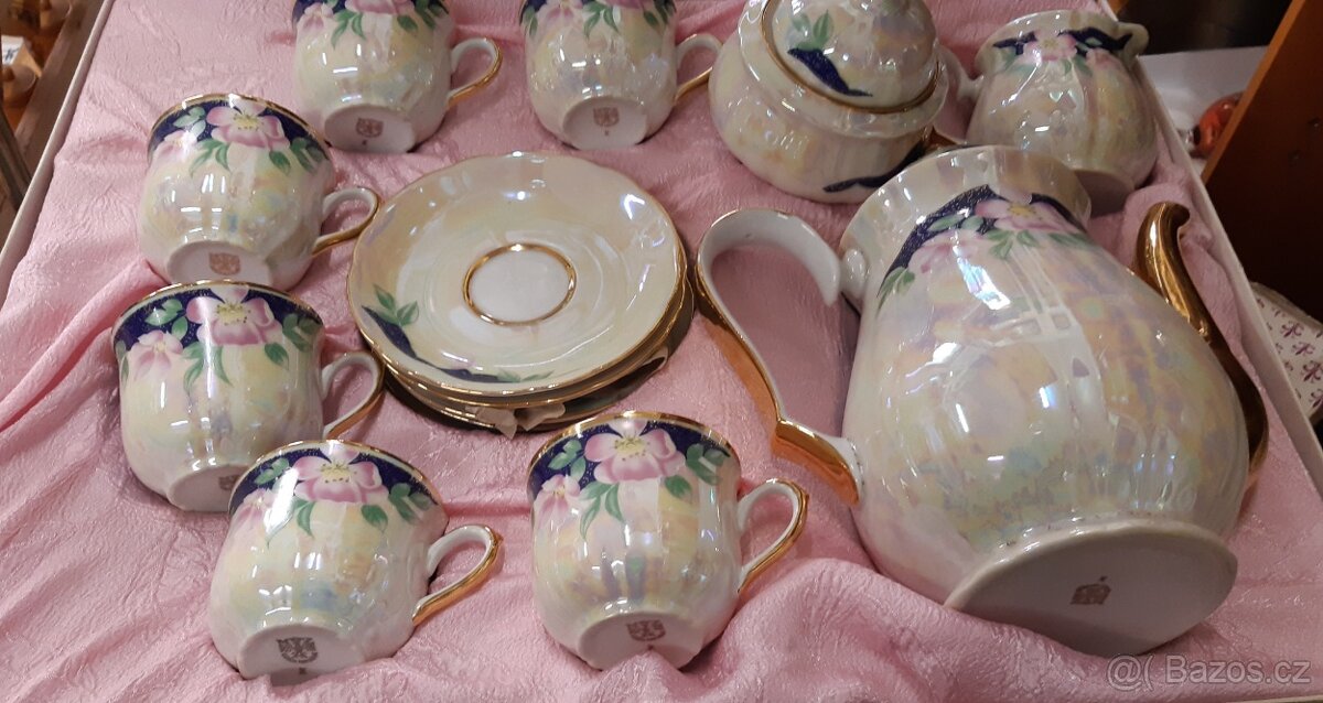 Krásná stará kávová souprava v krabici kompletní ,nepoužitá, - 2