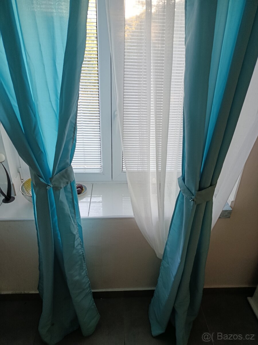 Závěsy modré a závěsy dekorační fialové - 2