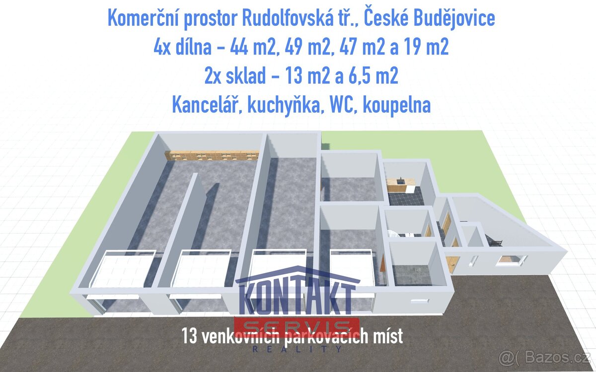 Pronájem komerčního prostoru 250 m², České Budějovice 4 - 2