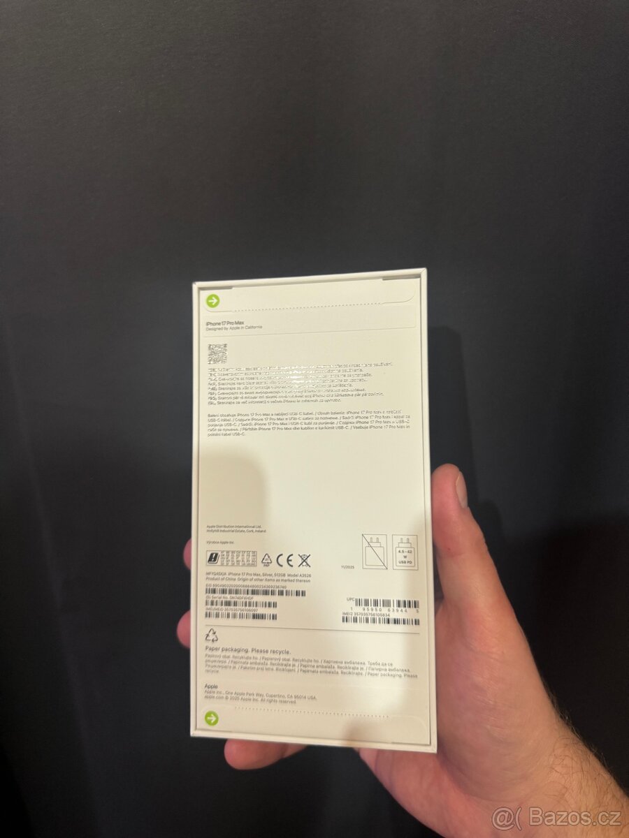 SKLADEM Apple iPhone 17 Pro Max 512 Silver / záruka 3 roky - 2