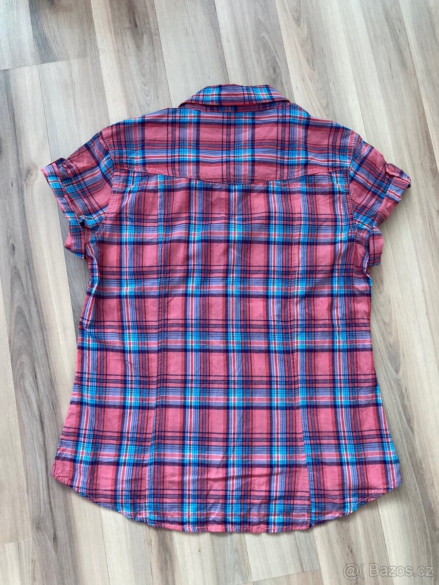 Halenka s krátkým rukávem ružovo-modrá káro - 2