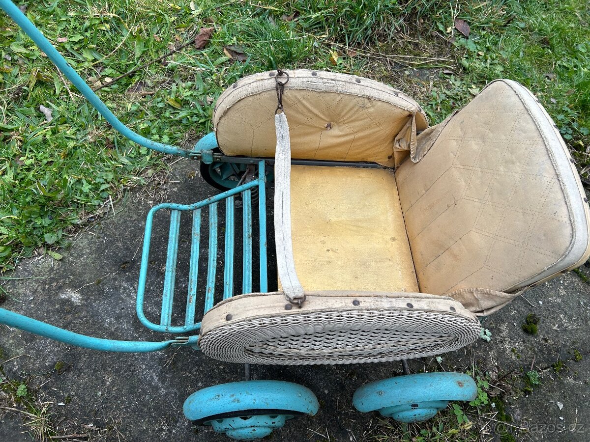Retro kočárek včetně lyží - 2