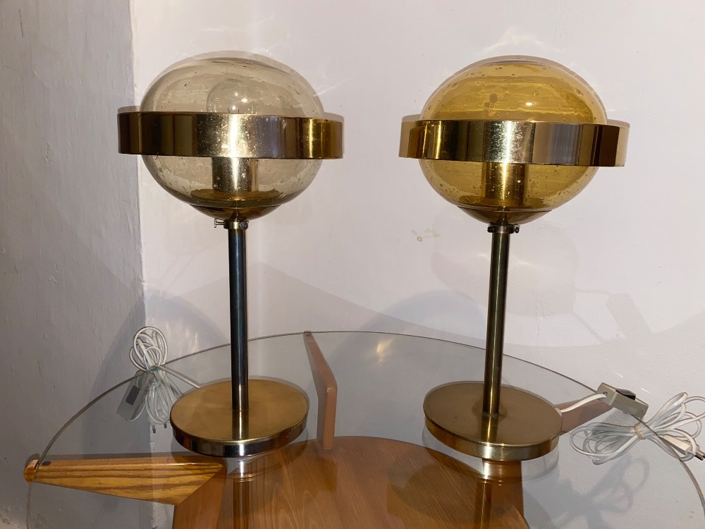 Retro párové stolní lampy- Kamenický Šenov 70.léta - 2