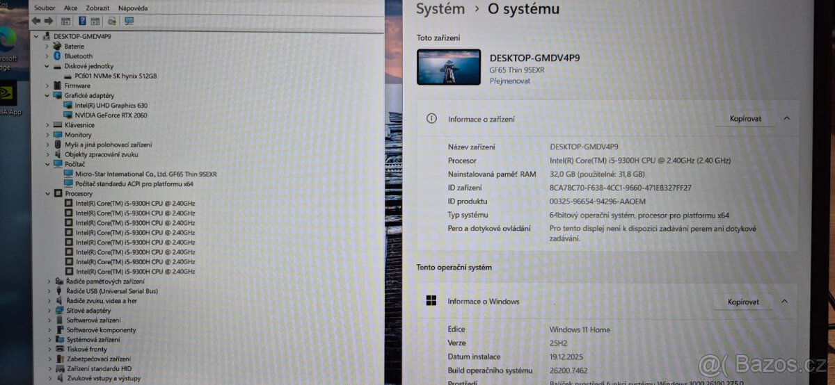 MSI, i5-9300H 4/8x 4,1GHz, 32GB DDR4, 512GB SSD, RTX2060 - 2