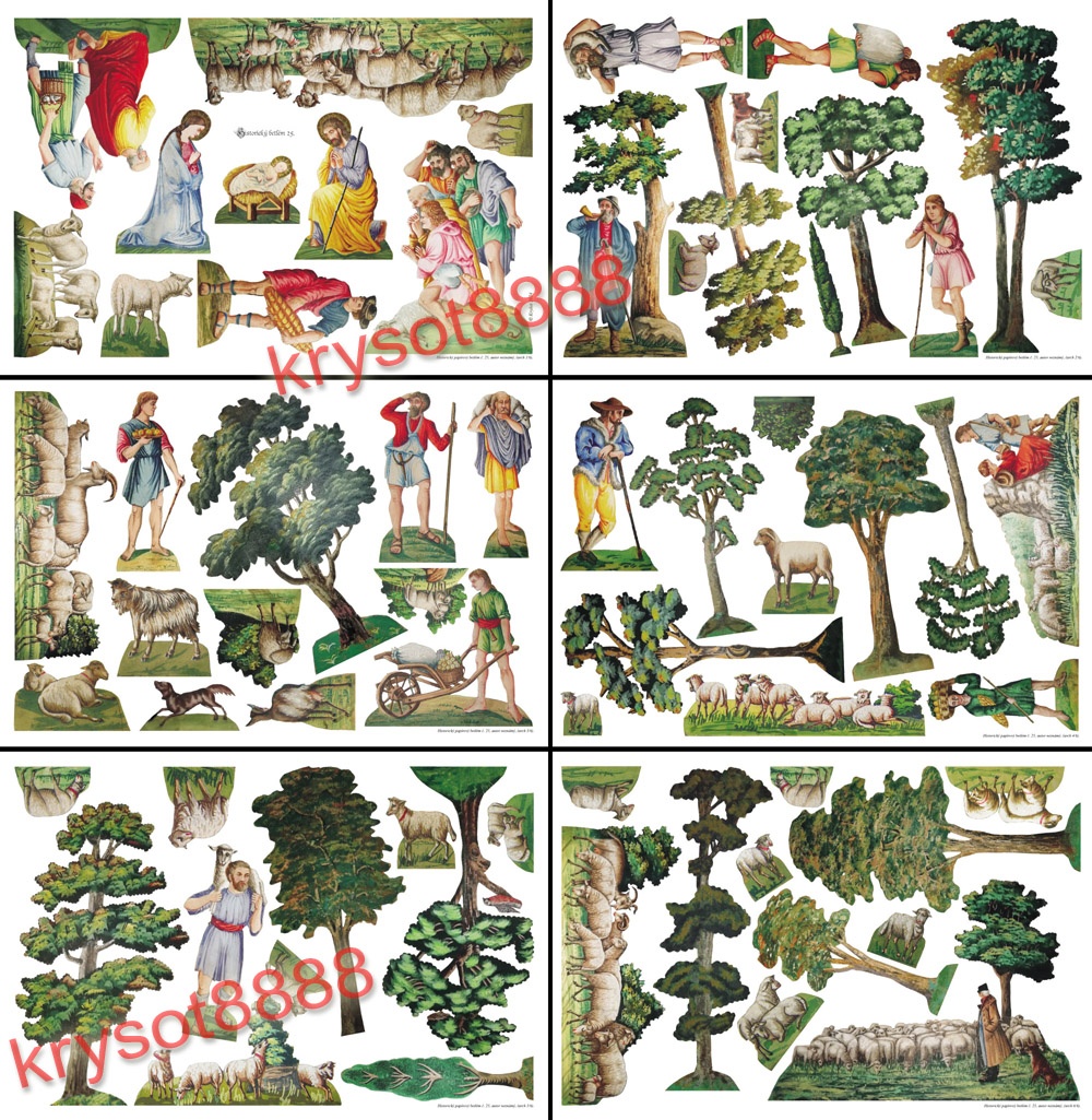 Historický vystřihovací papírový betlém č. 25 - NOVINKA - 2