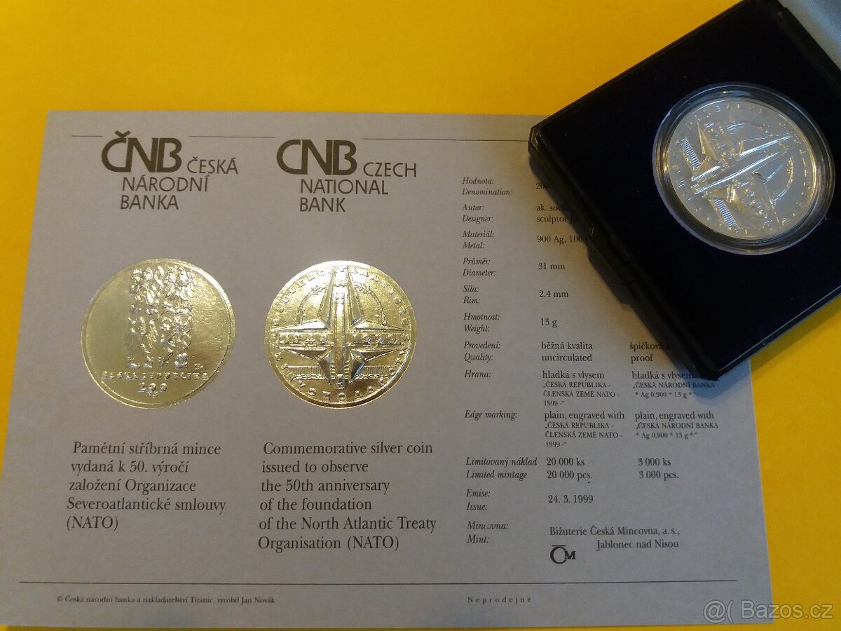 7x 200 Kč stříbrné mince ČNB_1995-2009_BK / PROOF - 2