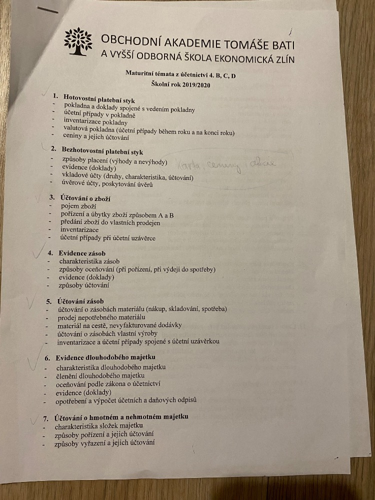 Vypracované knížky a maturitní otázky z ČJ, AJ, Účetnictví - 2