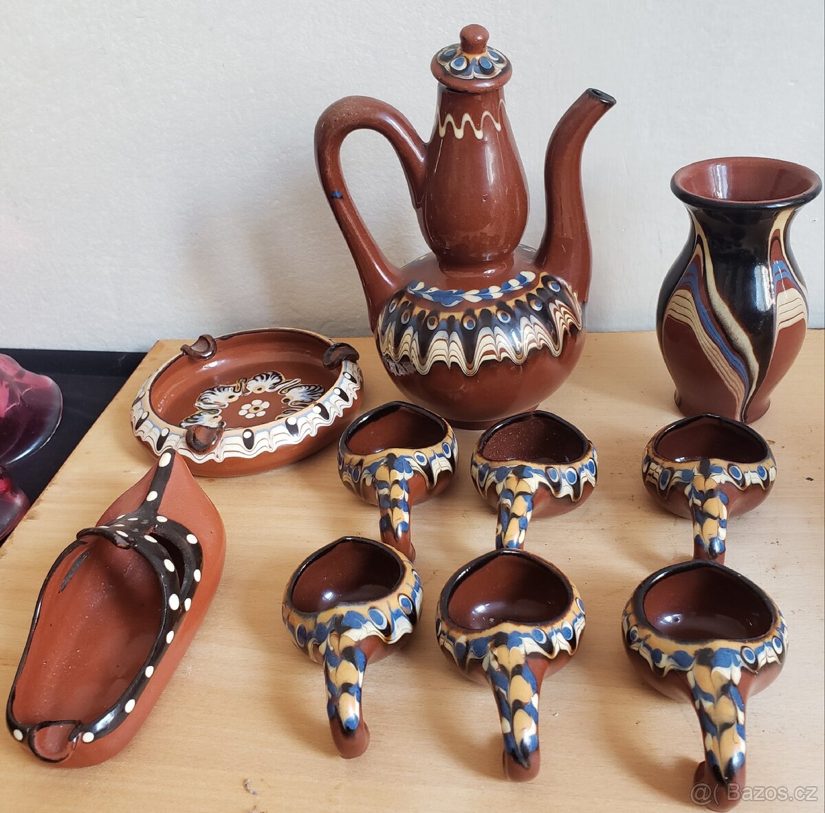 Čajová souprava. Stará. S konvicí na čaj. - 2