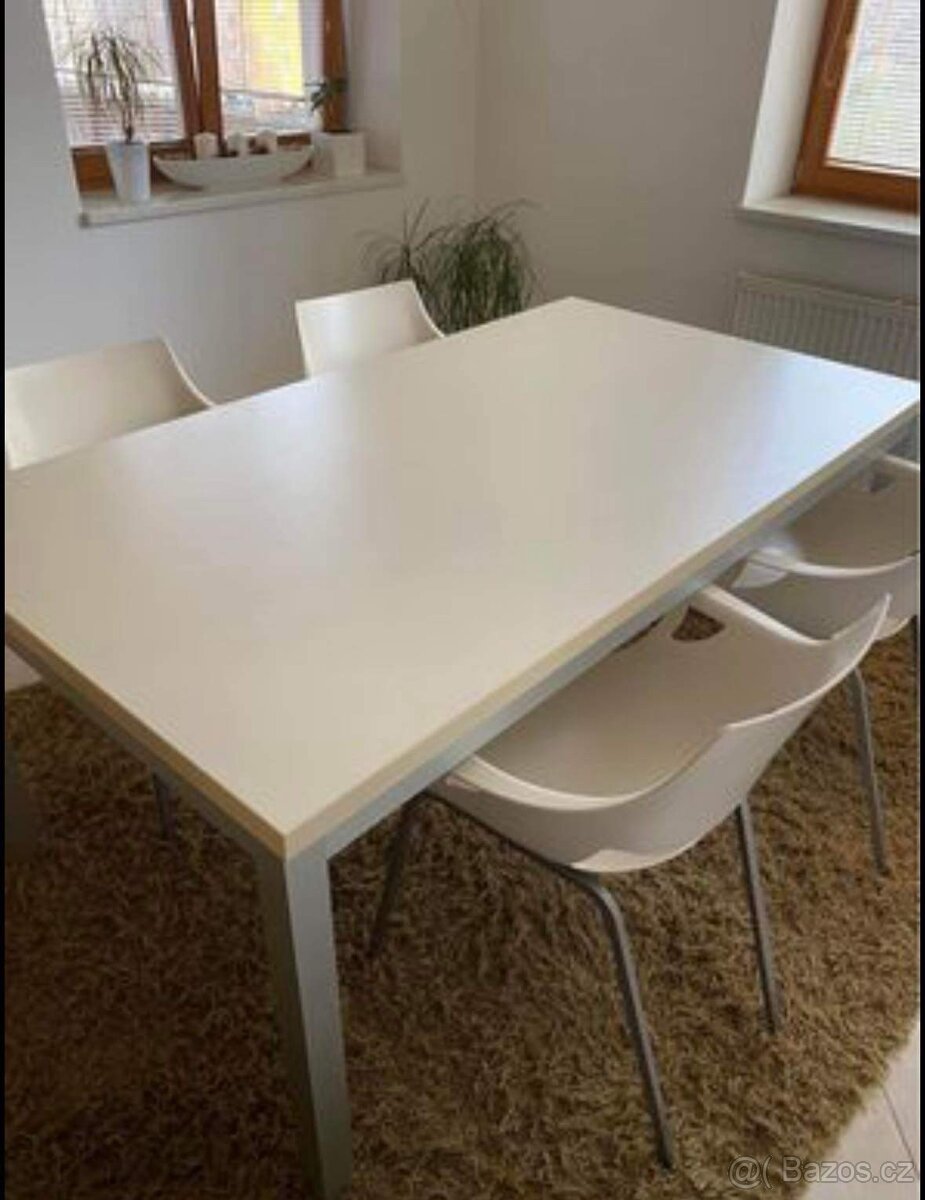 Jídelní stůl slonová kost Lino design a židle - 2