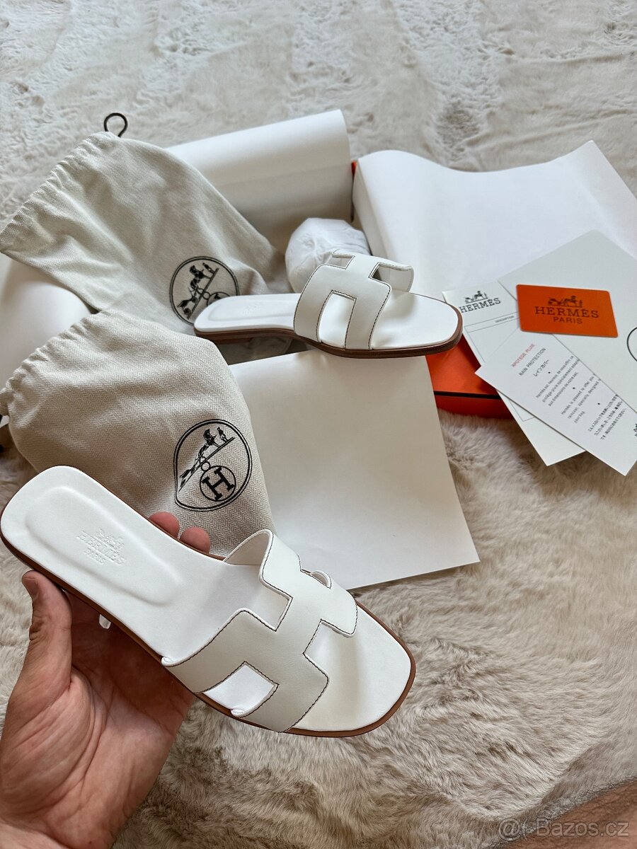 Hermes Oran blanc sandály - 2