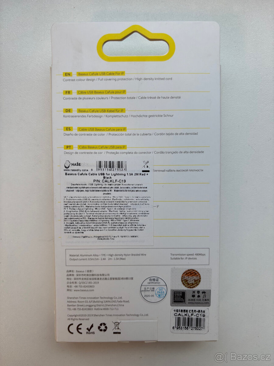 Baseus kabel USB-A na Lightning černo/červený 2m - 2