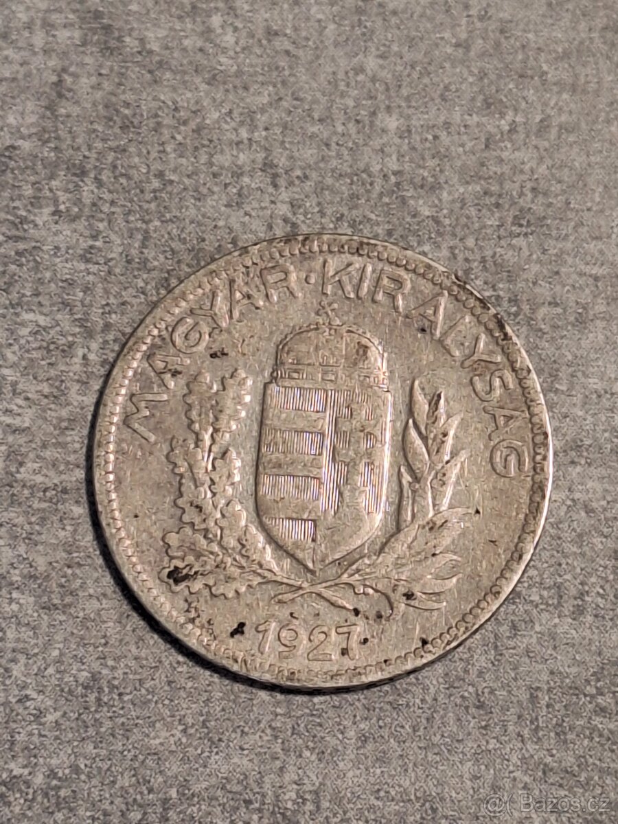 Stříbrná mince 1 Pengo Madarsko 1927 - 2