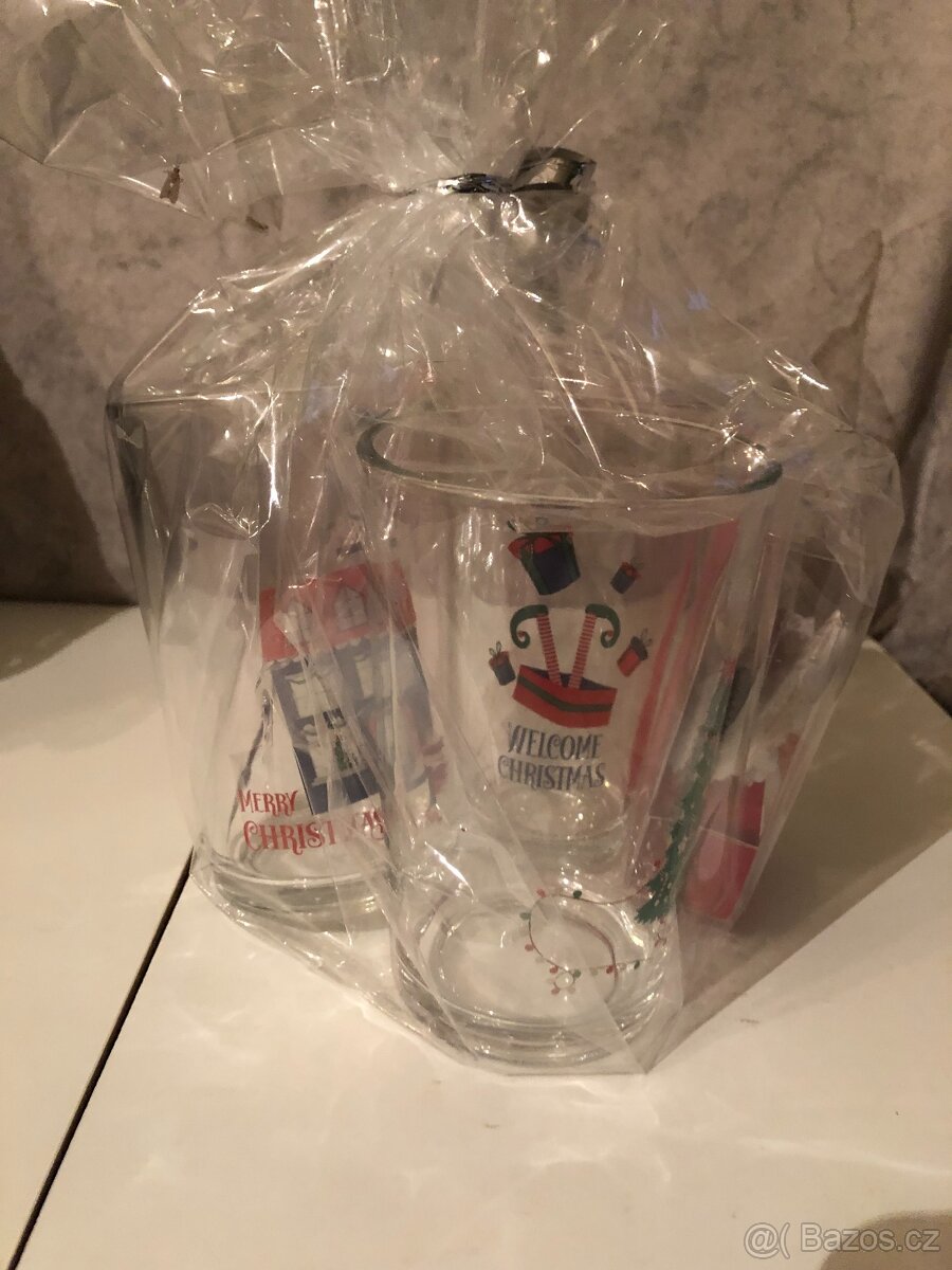 3 vánoční skleničky, plus dáreček - 2