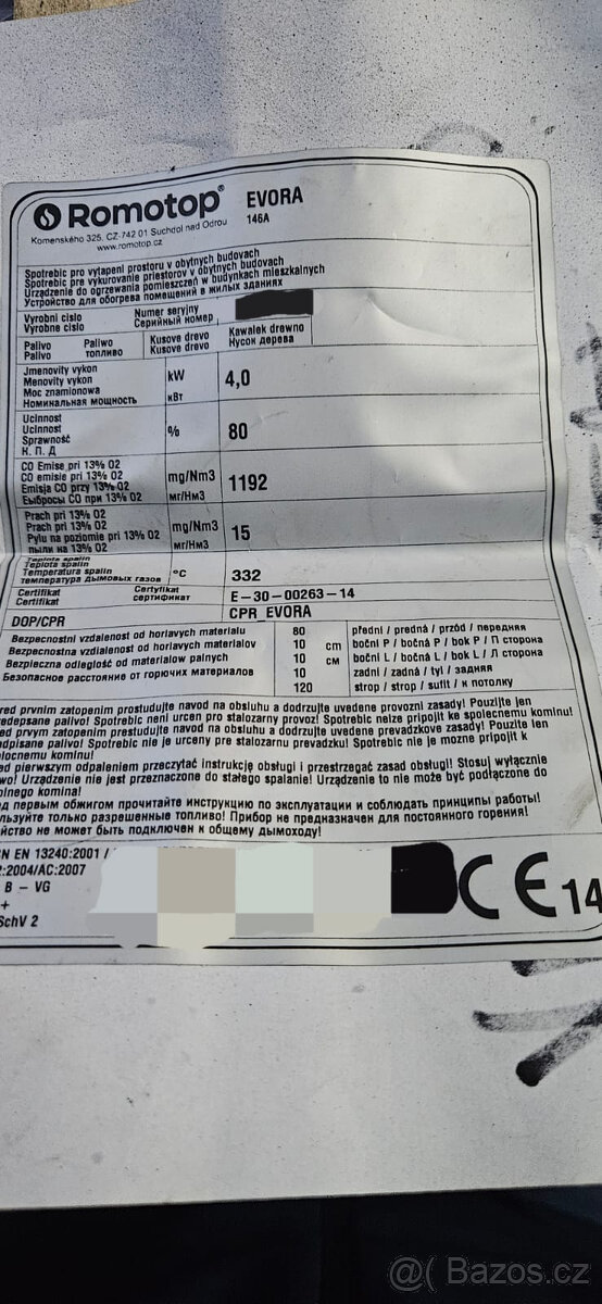 Prodej NOVÝCH krbových kamen Romotop EVORA plech - 2