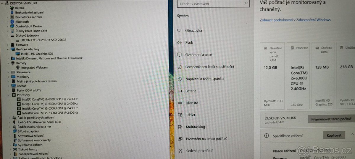 Dell, i5-6300u 2/4x 3,00GHz, 12GB DDR4, 256GB SSD, bat. 3h. - 2