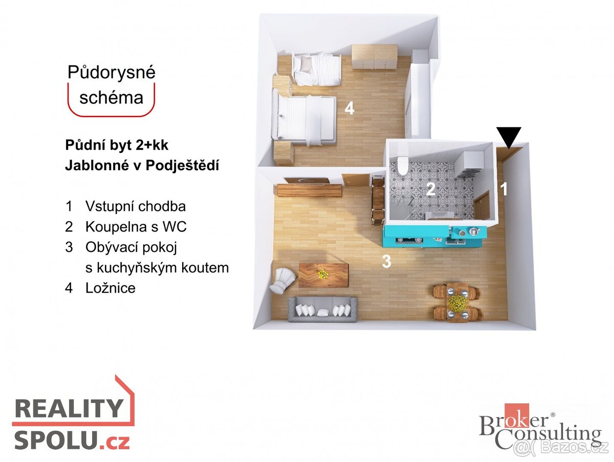 Prodej, byty/2+kk, 68 m2, Zdislavy z Lemberka 317, 47125 Jab - 2