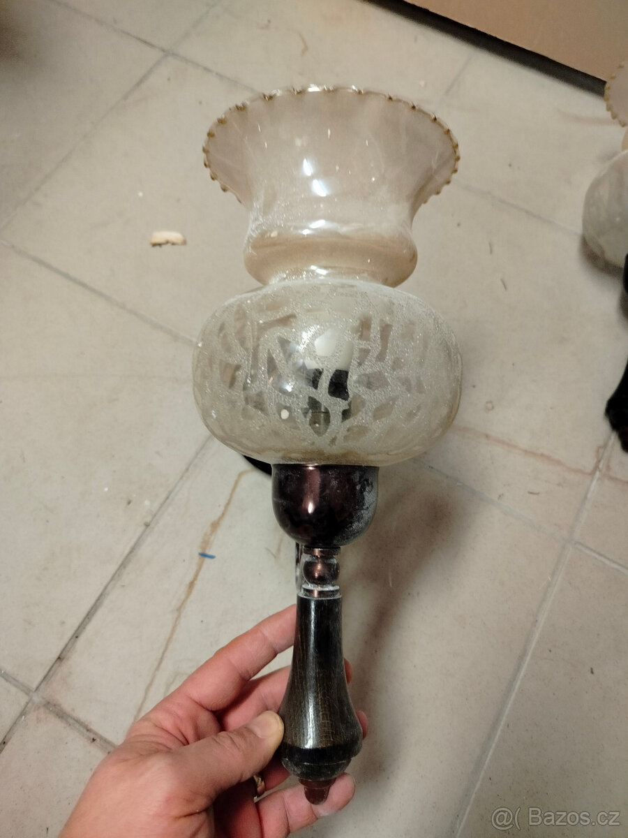 Nástěnné lampy - kov, dřevo a sklo - 2