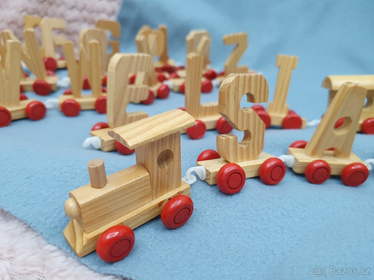 Dřevěný vláček abeceda, písmena, lokomotiva vagóny - 2