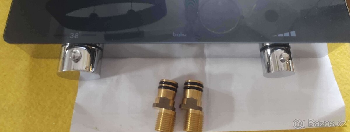 Termostatická sprchová baterie - černé sklo/chrom - 2